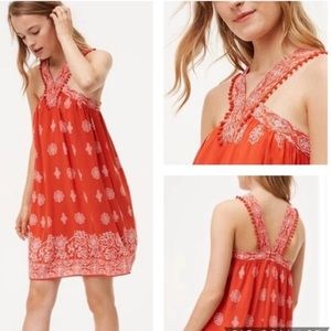 Loft Orange Ole Swing Pompom Dress Petite XS